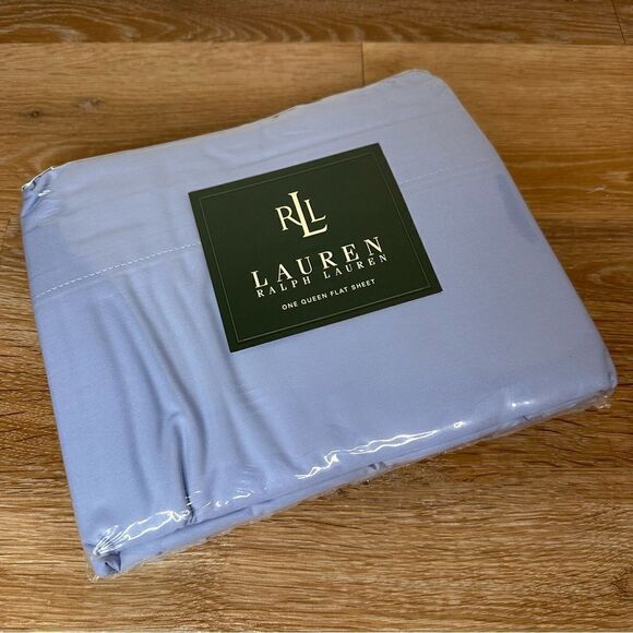 NWT Lauren Ralph Lauren Blue 100% Cotton  250 Thread Count Flat Sheet - Picture 1 of 6